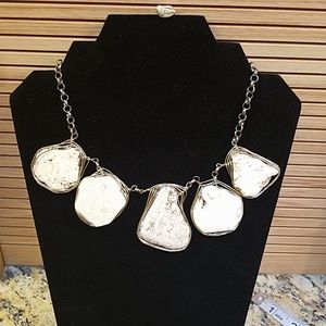 Cream & brown Stone choker necklace GUC